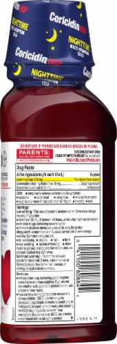 Coricidin® Nighttime Cherry Liquid Cold Medicine Perspective: right