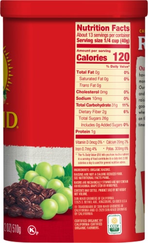 Sun-Maid® Organic California Sun-Dried Raisins Dried Fruit Snack Perspective: right