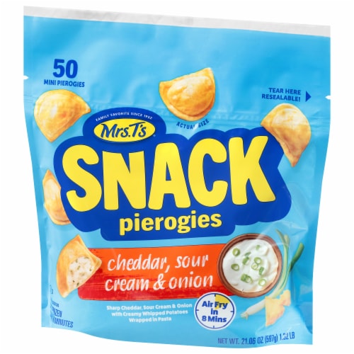 Mrs. T's Mini Cheddar Sour Cream & Onion Snack Perogies Perspective: right