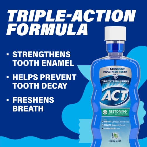 ACT Restoring Anticavity Fluoride With Alcohol Cool Mint Mouthwash Perspective: right