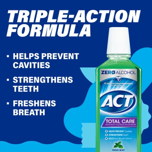 ACT Total Care Anticavity Fluoride Mouthwash with Zero Alcohol Fresh Mint Perspective: right