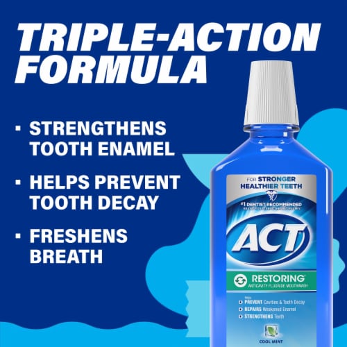 ACT Restoring Anticavity Fluoride With Alcohol Cool Mint Mouthwash Perspective: right