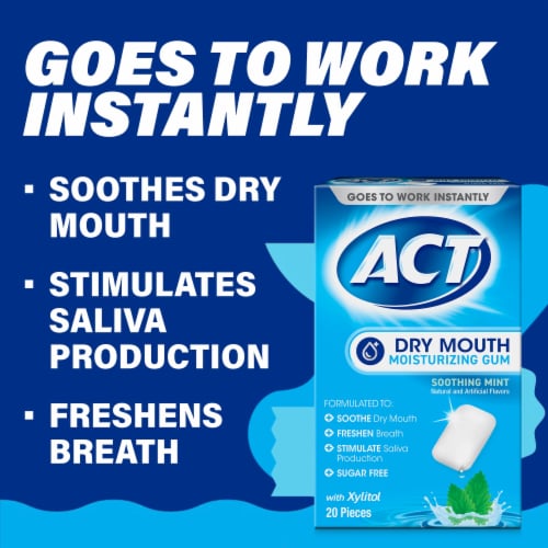 ACT Dry Mouth Soothing Mint Moisturizing Gum Perspective: right