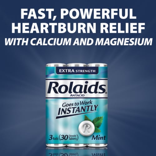 Rolaids Three Roll Packs Extra Strength Mint Tablets Perspective: right