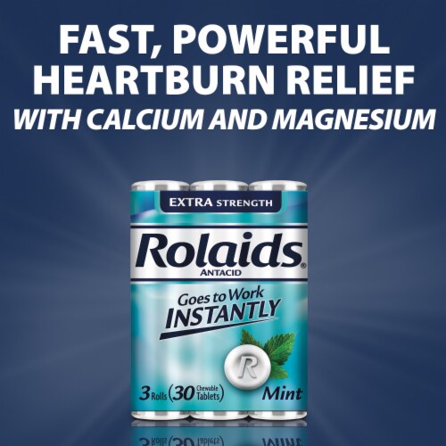 Rolaids Three Roll Packs Extra Strength Mint Tablets Perspective: right