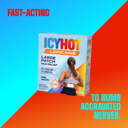 Icy Hot Max Strength Fast Pain Relief Lidocaine Patches Perspective: right