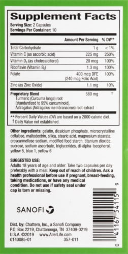 AllerLife Vitality Daily Wellness Allergy Support Capsules 20 Count Perspective: right