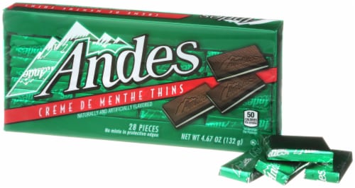 Andes® Creme de Menthe Chocolate Thin Mints Holiday Candy Box Perspective: right