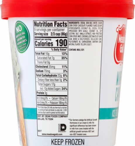 Meadow Gold® Mint Chocolate Chip Ice Cream Tub Perspective: right