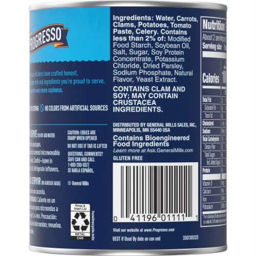 Progresso Traditional Manhattan Clam Chowder Canned Soup Gluten Free Perspective: right