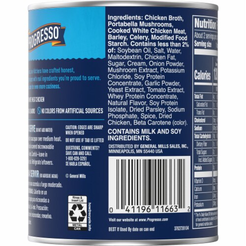 Progresso Traditional Creamy Chicken & Mushroom With Barley Soup Perspective: right