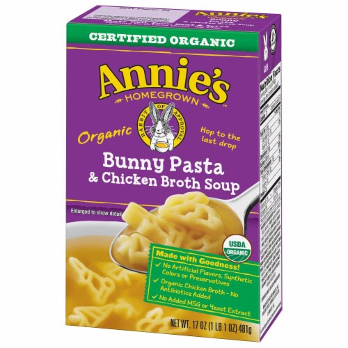 Annie's Organic Bunny Pasta & Chicken Broth Soup Perspective: right