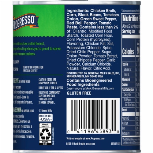 Progresso Gluten Free Reduced Sodium Southwest Style Black Bean & Vegetable Canned Soup