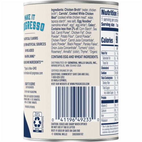 Progresso Organic Canned Soup Chicken Noodle Soup Perspective: right