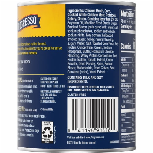 Progresso Rich & Hearty Chicken Corn Chowder Soup Perspective: right
