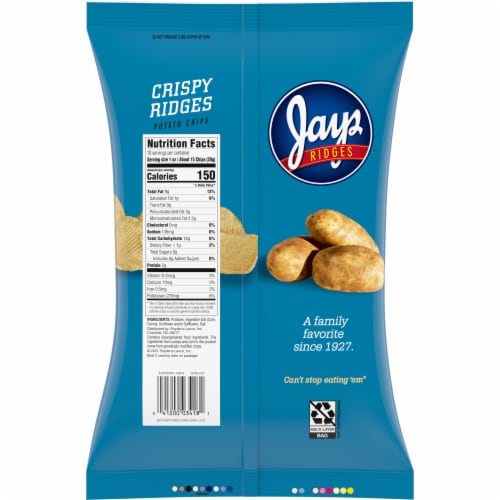 Jays® Potato Chips, Crispy Ridges, 10 Oz Bag Perspective: right