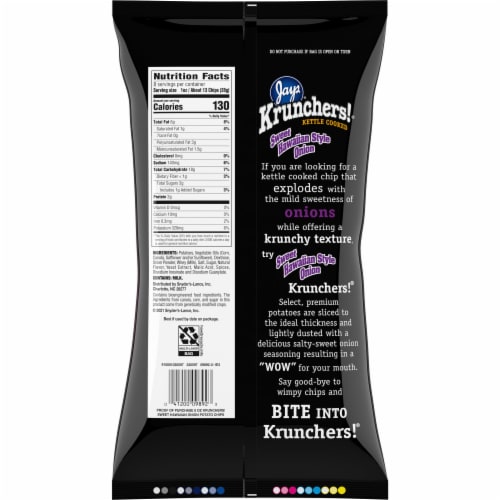 Krunchers!® Kettle Cooked Potato Chips, Sweet Hawaiian Style Onion Chips, 8 Oz Bag Perspective: right