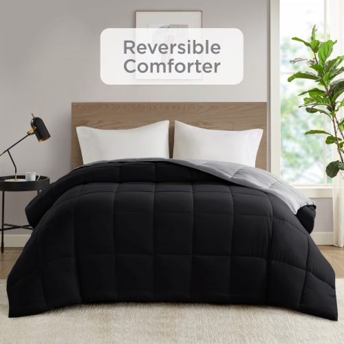 Everyday Living® Down Alternative Comforter - Black/Gray Perspective: right