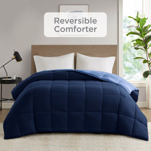 Everday Living® Reversible Down Alternative Comforter - Navy/Blue Perspective: right