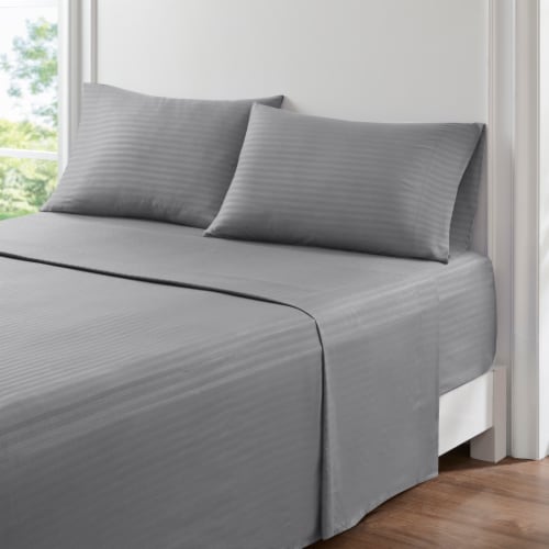 Everyday Living® Microfiber Striped Sheet Set - Frost Grey Perspective: right