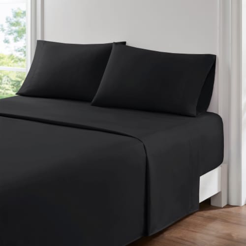 Everyday Living® Microfiber Sheet Set - Jet Black Perspective: right