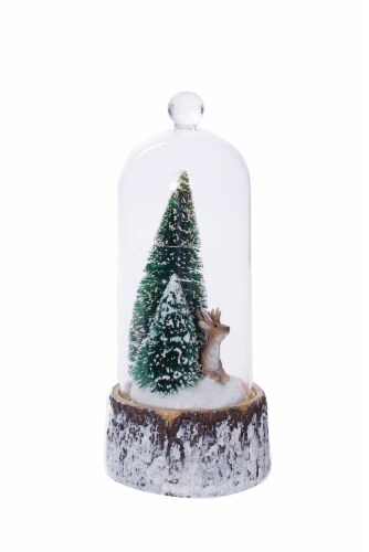 Holiday Home Deer with Trees in Glass Dome with LED Decor Perspective: right