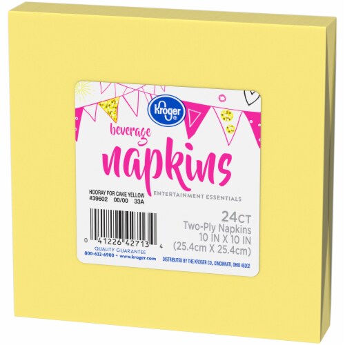 Kroger® Entertainment Essentials Beverage Napkins -  Hooray for Cake Yellow Perspective: right