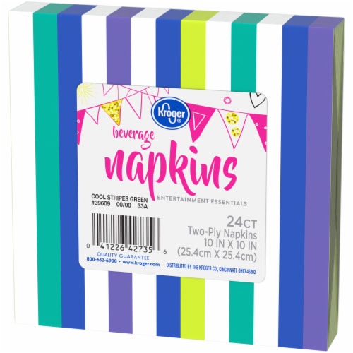 Kroger® Entertainment Essentials Green Cool Stripes Party Paper Napkins Perspective: right