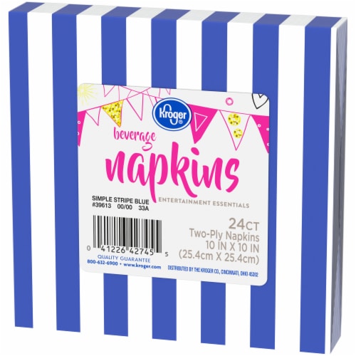 Kroger® Entertainment Essentials Simple Stripe Beverage Napkins - Blue Perspective: right
