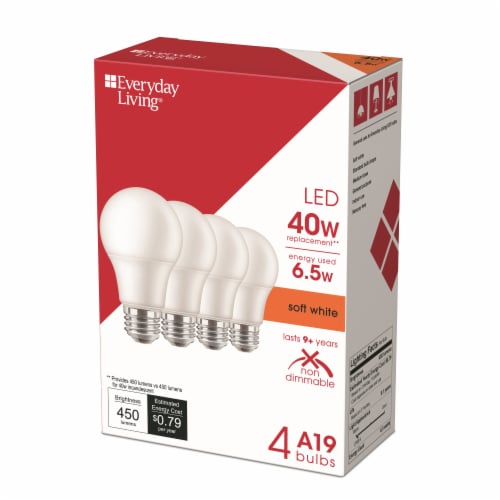 Everyday Living® 6.5-Watt (40-Watt) A19 LED Light Bulb - Soft White (2700K) Perspective: right