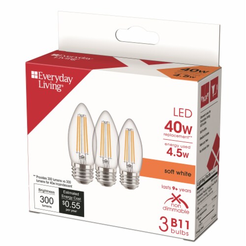 Everyday Living® 4.5-Watt (40-Watt) B11 LED Light Bulbs Perspective: right