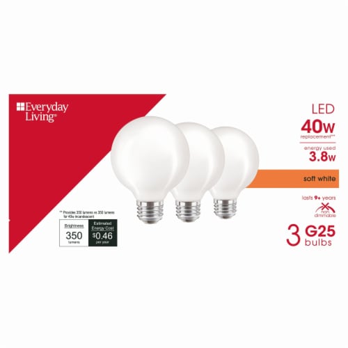 Everyday Living® 3.8-Watt (40-Watt) G25 LED Light Bulbs Perspective: right