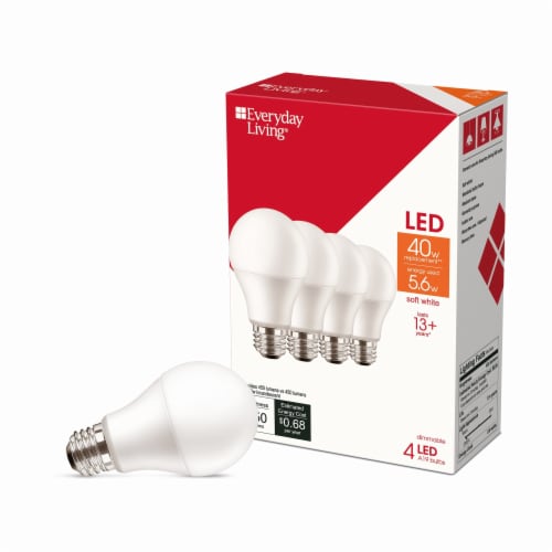 Everyday Living® 5.6-Watt (40-Watt) A19 LED Dimmable Light Bulb - Soft White (2700K) Perspective: right