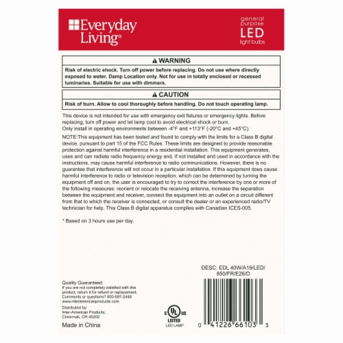 Everyday Living® 5.6-Watt (40-Watt) A19 LED Dimmable Light Bulb - Daylight (5000K) Perspective: right