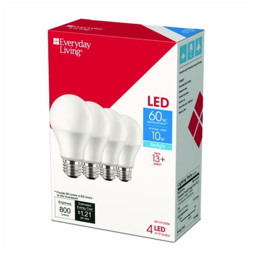 Everyday Living® 10-Watt (60-Watt) A19 LED Dimmable Light Bulb - Daylight (5000K) Perspective: right