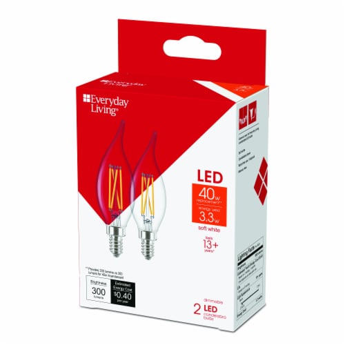 Everyday Living® 3.3-Watt (40-Watt) LED Candelabra Light Bulbs Perspective: right