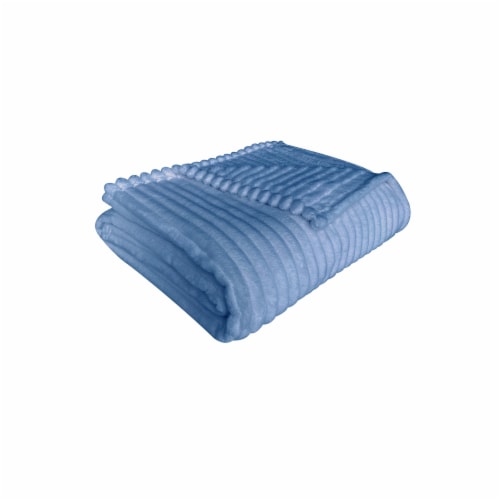 Everyday Living® Ribbed Microplush 50x60 Throw - Blue Perspective: right