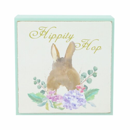 Holiday Home Rabbits Block Sign Assortment Perspective: right