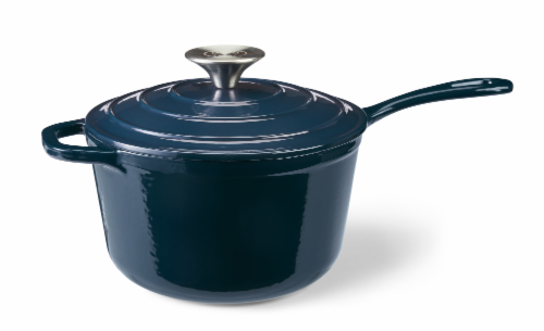 Enameled Cast Iron 2 Quart Sauce Pan with Lid - Blue