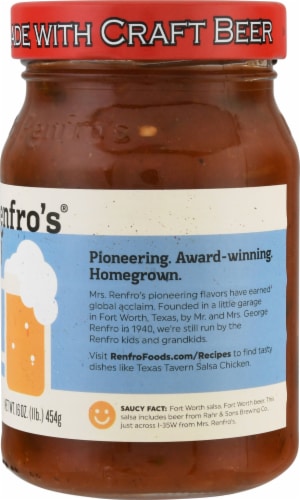 Mrs. Renfro's® Medium Hot Texas Red Amber Ale Craft Beer Salsa Perspective: right