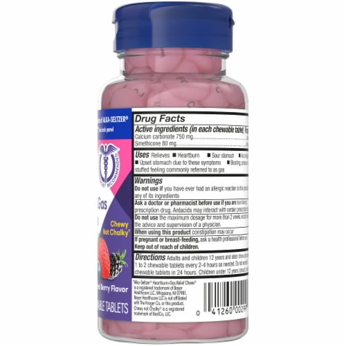 Kroger® Mixed Berry Flavor Extra Strength Heartburn & Gas Relief Chewable Tablets Perspective: right
