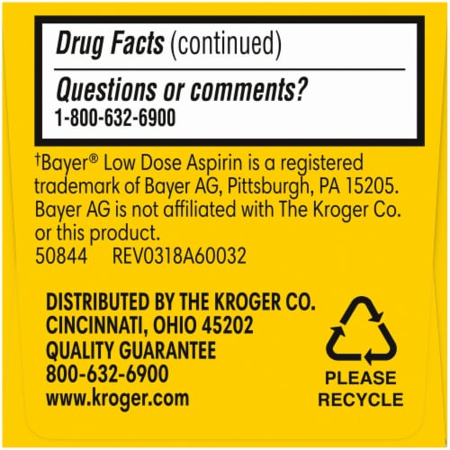 Kroger® Adult Low Dose Coated Aspirin Tablets 81mg Perspective: right