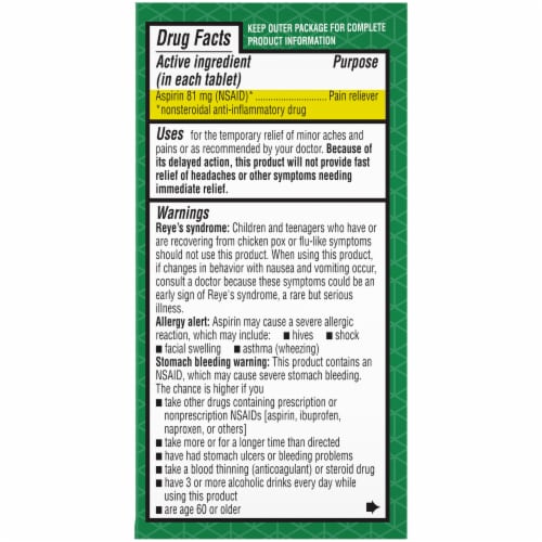 Kroger® Low Dose Aspirin Enteric Safety Coated Tablets 81mg Perspective: right