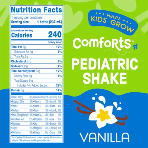 Comforts™ Vanilla Pediatric Nutritional Shake Drink with Fiber Perspective: right