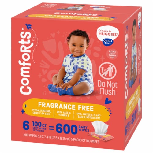 Comforts™ Fragrance-Free Baby Wipes Perspective: right