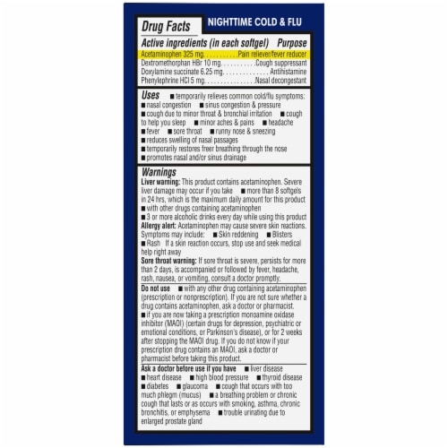 Kroger® DayTime & NightTime Maximum Strength Cold & Flu Relief Medicine Softgels Perspective: right