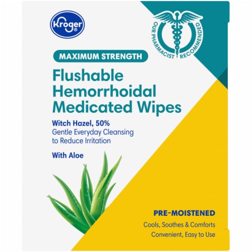 Kroger® Maximum Strength Flushable Hemorrhoidal Medicated Wipes Perspective: right