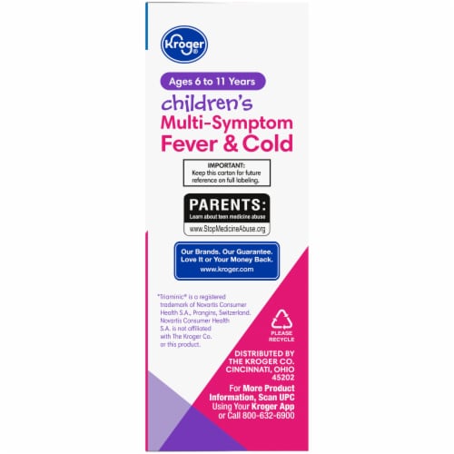 Kroger® Children's Grape Flavor Multi-Symptom Fever & Cold Liquid Perspective: right