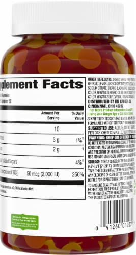 Simple Truth® Vitamin D3 Gummies Orange Lemon & Strawberry 50mcg Perspective: right