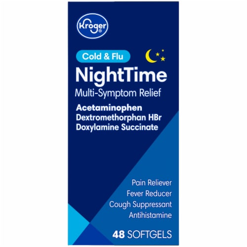 Kroger® Non-Drowsy Cold & Flu Nighttime Acetaminophen Caplets Perspective: right